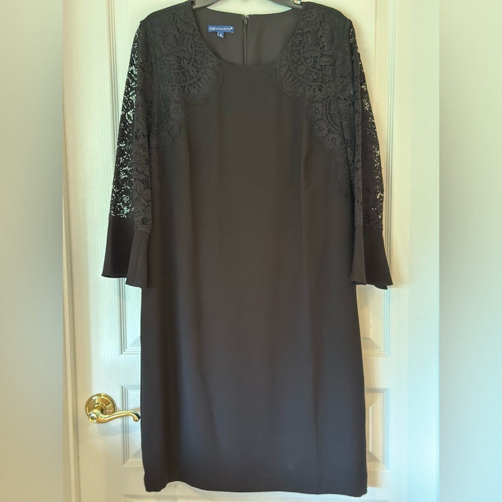 Talbots Black Long Sleeve Lace Dress, 18